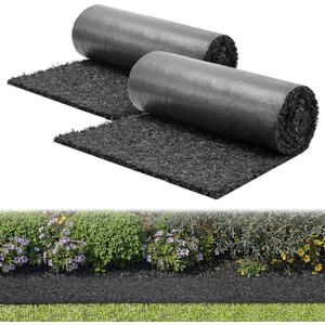 VEVOR Rubber Mulch Mat Roll, 2 Rolls 96 x 24 in Recycled Rubber Mulch Mat, 0.5 Thick Cuttable, Reduced Weed Growth, Natural-Looking Weed Barrier Mat, Permanent Walkway Pathway for Landscaping (EXP 02/01/30)