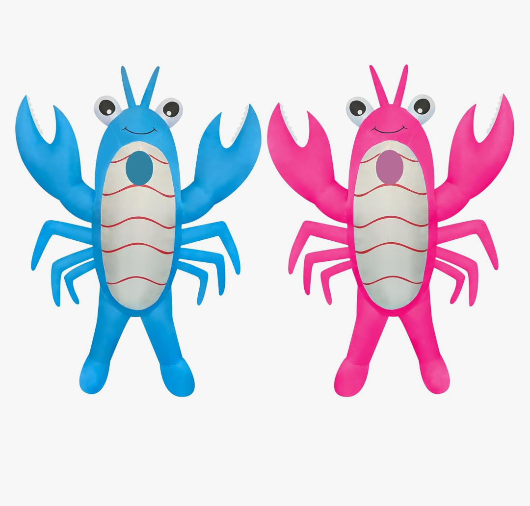 2 Packs Inflatable Lobster Costumes Blue and Pink Blow Up Suit Cosplay Outfit for Adult Birthday/Halloween/Mardi Gras/Gender Reaveal Party