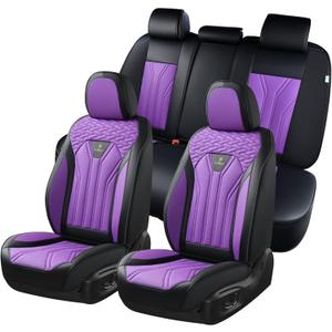 FLORICH Automotive Seat Covers, Seat Covers Full Set, Car Seat Protectors 5 Seats, Purple & Black Automotive Seat Covers Fit for Most Cars Trucks