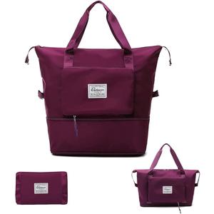 Large Capacity Foldable Travel Bag Expandable Portable Carry on Bag Dry&Wet Separation Sports Duffel Bags