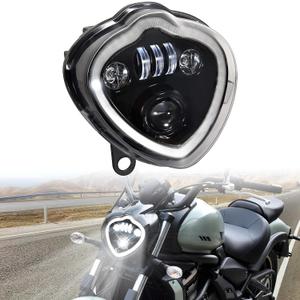 LED Headlights for Kawasaki Vulcan 650 15-25, Projector LED Headlamp Front Lights with High Low bean DRL Halo Ring lights for Kawasaki Vulcan S 650 EN650 2015-2025, Replace #YGJM-0031