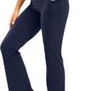 Inseam Women's Bootcut Yoga Pants Long Bootleg High-Waisted Flare Pants with Pockets, Medium/32" Inseam, Navy