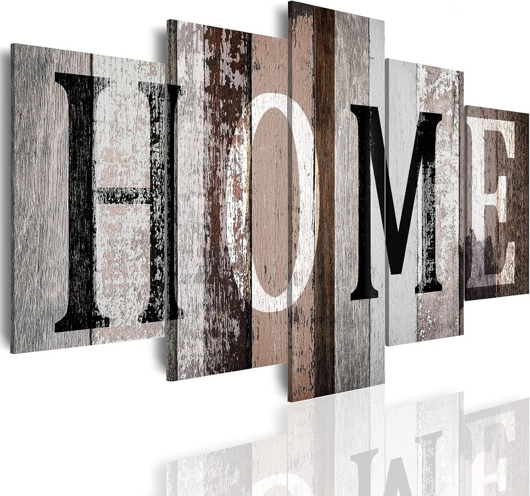 LUDUHU Love Sanctuary Canvas Print Wall Art - 5 Pieces Sweet Home Sign Wall Art,white Home Sweet Heart Painting,modern Family Wall Decor (G,Oversize 60x30inch)