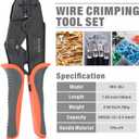 iCrimp Wire Crimping Tool Set with Wire Cable Stripper, Ratcheting Wire Crimper Tool with 5pcs Interchangeable Dies for Insulated and Non-insulated Connectors Terminal and End-sleeves Ferrule