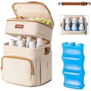 BABEYER Breastmilk Cooler Bag with Ice Pack Fits 6 Baby Bottles Up to 9 Ounce