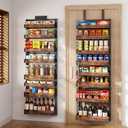 8-Tier Over The Door Pantry Organizer, Heavy-Duty Metal Wall Mount or Hanging Spice Rack, behind the door storage Shelves with Adjustable Basket, Back of Door Organizer for Kitchen Cabinet and Closet (Black)