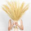 9 Pcs 45" Tall Pampas Grass Gold Decor, Long Stem Artificial Flower Floor Vase Large Faux Floral Pompas Fake Plants Dried Bouquet Arrangement Vase Filler for Boho Home Wedding Decoration