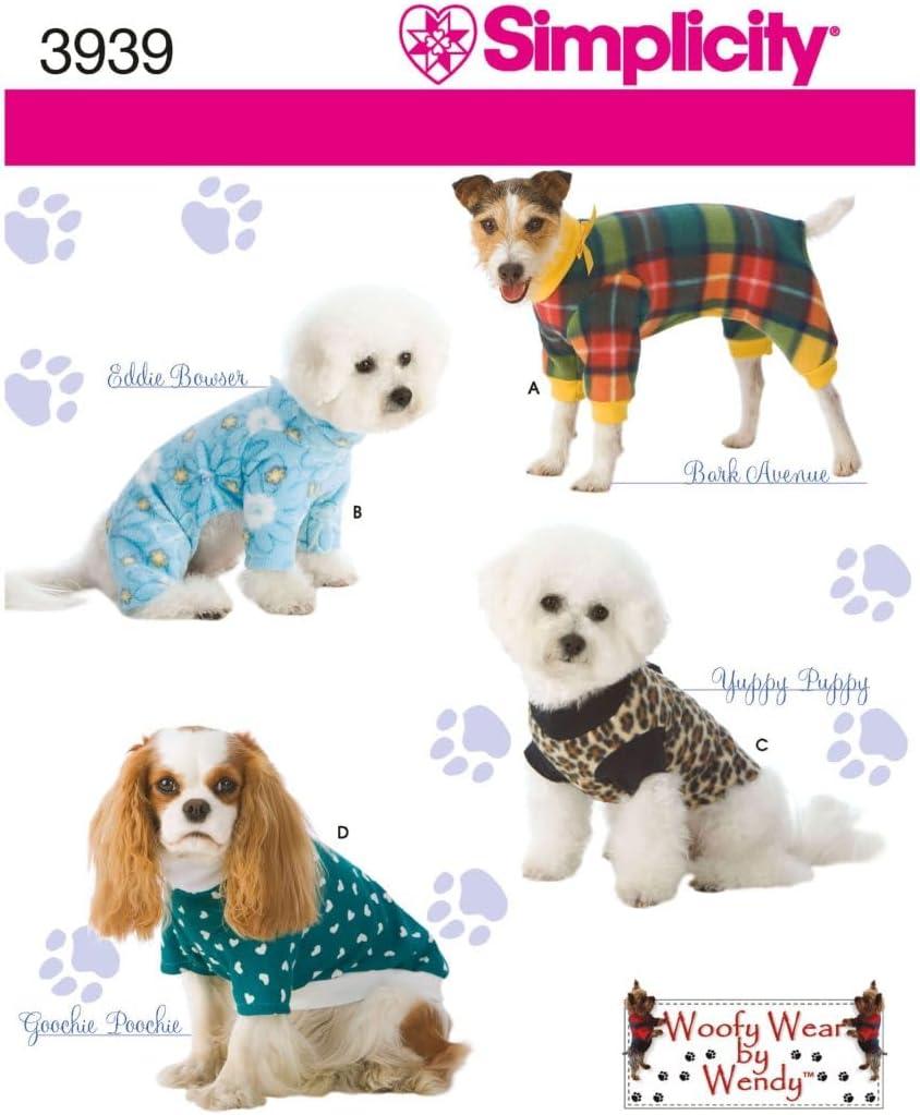 Simplicity Pajama and Coat Dog Clothing Sewing Pattern, Pet Sizes S-L