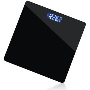 Moss & Stone Black Digital Bathroom Scale for Body Weight, Smart Step-On Technology, Backlit LCD Display, High Accuracy Weight Scale 400lb/180kg, Glass Slim Design, Auto On/Off, Home Use