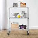 FDW 3 Tier Wire Shelving Metal Storage Shelves 23L x 13W x 32H Layer Storage Shelves with Wheels for Kitchen Garage Small Places,Chrome, 231332