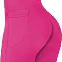 Sunzel No Front Seam Biker Shorts for Women with Pockets, Yoga Workout Gym Bike Shorts with Tummy Control, S