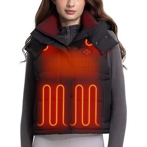 TODWARM Women Heated Vest, Hooded Sleeveless Electric Warming Vests Outerwear for Outdoor Hiking, XS