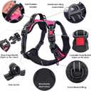 PoyPet No Pull Dog Harness, No Choke Front Lead Dog Reflective Harness, Adjustable Soft Padded Pet Vest with Easy Control Handle for Dogs(Pink, Medium)