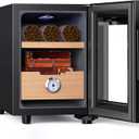 KingChii 16L Electric Cigar Humidors, Temperature Control Cabinet with Spanish Cedar Wood Shelves & Drawer Hygrometer Gifts for Men (100 Counts Capacity)