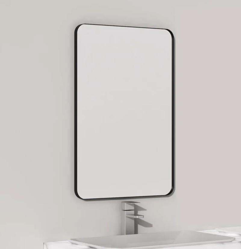 VocalStar Black Metal Framed Bathroom Mirror for Wall, 16 x 24 Inch Rounded Rectangle Matte Black Bathroom Vanity Mirror Farmhouse, 1/4-inch Shatterproof Glass | Ultra-Flush Hanging VocalStar Black Metal Framed Bathroom Mirror for Wall, 16 x 24 Inch Rounded Rectangle Matte Black Bathroom Vanity Mirror Farmhouse, 1/4-inch Shatterproof Glass | Ultra-Flush Hanging