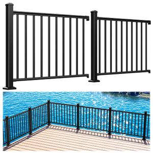 Egadis 2 Pack 36 in. H x 4 ft. W Porch and Deck Railing Kit, Aluminum Railing Kit, Black Textured AAMA 2604 Powder-Coat Finish Rail System for Outdoor Decks, Porches & Balconies(2 Post, 2 Panel)
