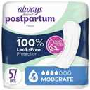 Always Discreet Postpartum Incontinence Pads, Moderate Absorbency, 57 Count