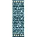Superior Jarvis Collection Area Rug, 10mm Pile Height with Jute Backing, Fashionable and Affordable Rugs, Geometric Windowpane Pattern over Watercolor Stripes - 2'7" x 8' Runner, Blue and Beige
