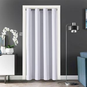 ChrisDowa Blackout Door Curtains for Doorway Privacy, Grommet Closet Curtain for bedroom closet door, Thermal Insulated Temporary Door Cover Room Divider Curtain (1 Panel, Greyish White, 52 x 80 Inch)