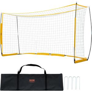VEVOR Portable Soccer Goal, 12 x 6 ft Large Practice Soccer Net, Steel Fiberglass Structure Training Goal Set with Carry Bag, All-Weather Outdoor Use, for Backyards, Parks, School Fields
