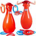 Inflatable Bull Toss Ring Game Set Include 2 Inflatable Bull 12 Rings for Summer Outdoor Beach Pool Cowboy Fiesta Rodeo Party