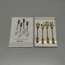 India Handicrafts Tropical Pineapple Handle, Gold Tone 5.5 Inch Stainless Steel Small Dessert Hors d'oeuvres Fork; Set of 4