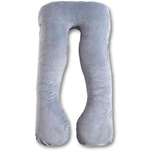 Trickonometry U Shaped Pregnancy Pillow, Velvet Cover, Cotton Inner Cover, Full Body Maternity Cushion for Pregnant Women, Sleeping, Resting, Side, Back, Belly, Legs, Back Pain Relief, Support (Grey)