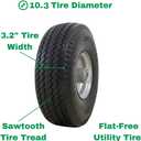 Marathon 4.10/3.50-4" Flat Free, All Purpose Utility Tire on Wheel, 3.5" Centered Hub, 3/4" Bearings