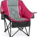 Oversized Camping Chair for Adults - Heavy Duty 400 lbs Padded Folding Chair with Wine Glass Holder, 2 Cup Holders & Side Pockets, Portable Carry Bag for RV, Tailgating, Lawn, Single Seat