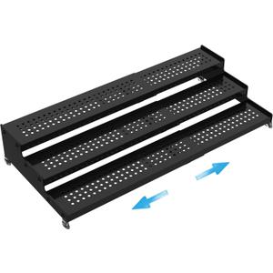 Expandable Spice Rack organizer with 3-Tier step shelf,Modern Design heavy duty,Non Skid and Visibility,Great for Kitchen Cabinet, Pantry and more(1PACK/BLACK)