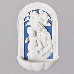 Della Robbia Madonna and Child Holy Blue and White Water Fountain