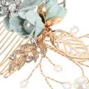 NUOBESTY 4-Piece Sage Green Wedding Hair Comb Set Bridal Hair Accessories with Pearl Floral Leaf Design for Women Special Occasions