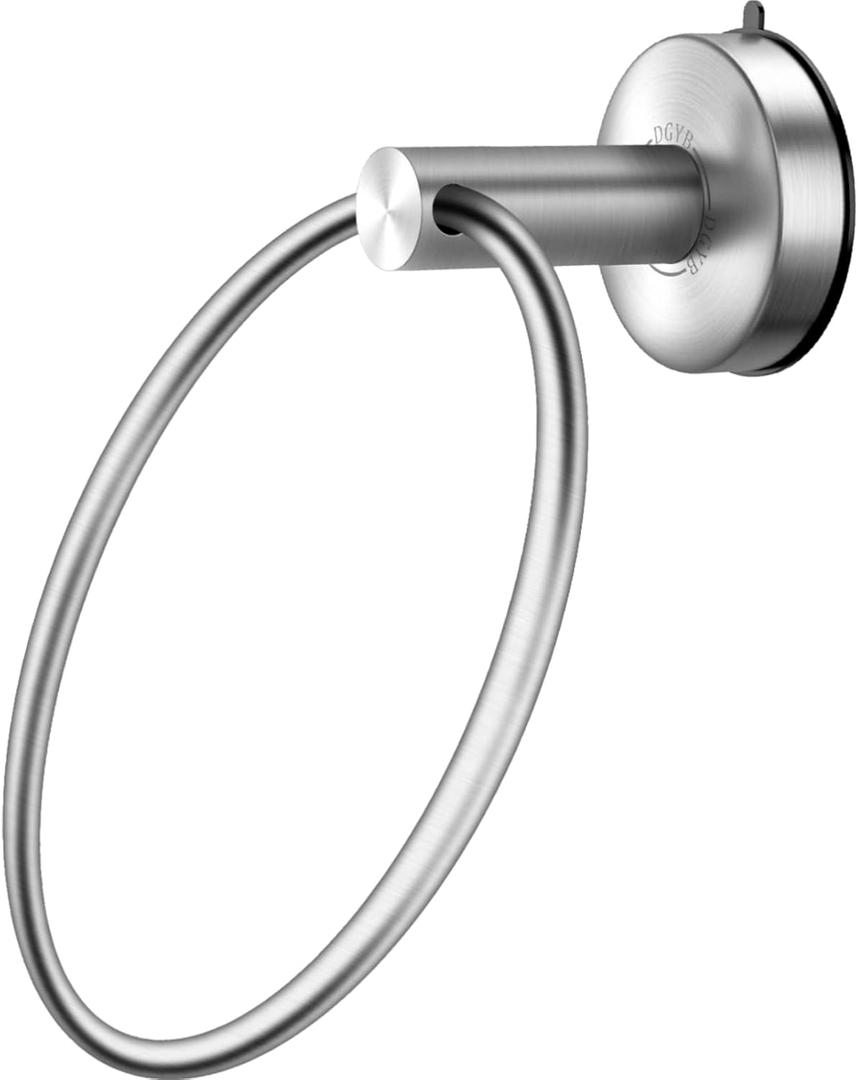 DGYB Suction Cup Hand Towel Ring Brushed Nickel Hand Towel Holder for Bathroom Wall SUS 304 Stainless Steel Kitchen Towel Hanger (Style #07)