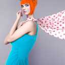 Zrycn 2 PCS Orange Wig,  Pink Polka Dot Scarf Set, Costume Accessories for Halloween Costume Women Cosplay Party