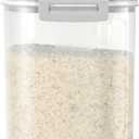 TBMax Rice Storage container 4 Lbs, Small Rice Dispenser with Measuring Cup, Grey Cereal Containers Flour Bin, Kitchen Food Storage Container and Pantry Organizers, Pet Dog Cat Food Dispenser