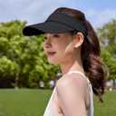 YINWANBB Sport Visor Sun Visor hat for Women and Men - Black Baseball Cap Women with Sun Protection Hats for Golf,Tennis Running Adjustable for Mens Baseball Cap (Black)
