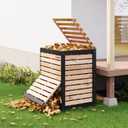 130 Gallon Solid Wood Composter, Outdoor Compost Bin with Pull-Out Door, Heavy Duty Composting Bin for Backyard, Garden, Patio, Natural