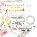 HOWAF Engagement Card for Couple, Congratulation Engagement Gifts Cards fo Friends,Future Hubby Future Wifey Keyring, You're Emgaged Greeting Card & 2 Keyrings