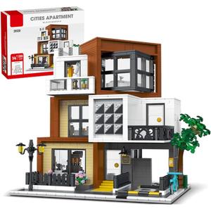 Modern House Building Set, Modern Cubist Villa Modular City Building Blocks MOC Bricks Set,Compatible with City Sets and Other Major Brands,Adults and Girls Aged 14+ (1399 PCS)
