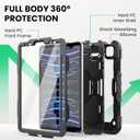 SEYMAC Case for iPad Pro 11 Case 4th/ 3rd/ 2nd/ 1st Gen (2022/2021/2020/2018), Full-Body Shockproof Protective Case with Screen Protector, 360 Rotating Stand and Hand/Shoulder Strap, Black