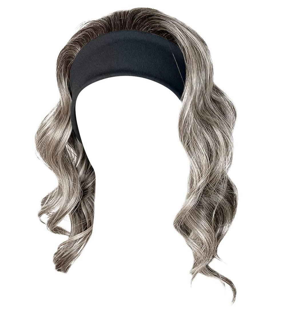 Kim Kimble 18" Wavy Waves Headband Wig, Long Layered Hair With Black Headband and Comb Clip, 3/4 Cap - Average Cap Size, MC56 60 Iced Sugar