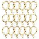 PATIKIL 1 Inch Inner Dia Curtain Rod Rings with Eyelets, 18 Pcs Metal Drapery Ring for Curtain Rods Hoop Pins, Gold Tone