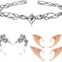 Elf Cosplay Set Includes Elf Ears Rhinestone Pixie Tiara Headband  for Fairy Halloween Costume Wedding Prom