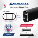 Aluminum Closet Pole 1 3/16" H x 19/32" W x 1mm Thick | Heavy-Duty Rust-Resistant Wardrobe Rod | For Built-In Closets, Garment Racks & Cabinets Cut to Size (Black, 46")