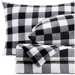 BEDELITE Fleece Sheets Queen Size Bed Set, Luxury Red and Black Plaid Winter Bedding Set, Super Soft & Warm Fuzzy Flannel-Like Sheets 4 Piece(Include Fitted Sheet, Flat Sheet, 2 Pillowcases)