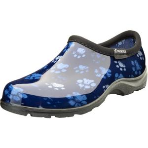 Sloggers Original Waterproof Rain and Garden Shoe for Women Outdoor Slip-On Garden Clog - Made in The USA with Premium Comfort Insole and Arch Support - Grungy Paw Print Blue, Size 10
