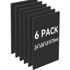 6 Pack Black Foam Board 24"x36", 3/16" Thick Foam Core Board for Projects, Black Poster Board for Painting, Displaying, and Craft Projects