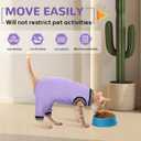 PUMYPOREITY Cat Recovery Suit for Hind Legs, Cat Surgical Spay Suit with Leg Sleeves to Stop Licking, Long Rear Sleeve Wound Cover Abdomen Kitten Onesie, Purple, L