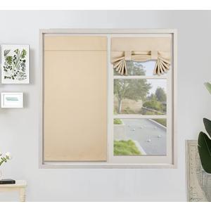 PI Blackout Door Curtain,Privacy Thermal Insulated French Door Curtain for Glass Door/Classroom/Sliding Door/Tie up Shade 1 Panel (W26XL40,Beige) (26"W x 40"L (Pack of 1))