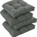 downluxe Outdoor Chair Cushions Set of 4 for Patio Furniture, Waterproof Tufted Overstuffed Patio Furniture Cushions, Thick Outdoor Seat Cushion, 19" X 19" X 5", Dark Grey